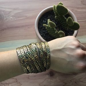 Shimmery leather wrap around bracelet